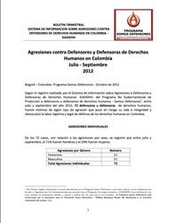 BOLETÍN TRIMESTRAL JULIO – SEPTIEMBRE 2012