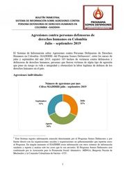 BOLETÍN TRIMESTRAL JULIO – SEPTIEMBRE 2019